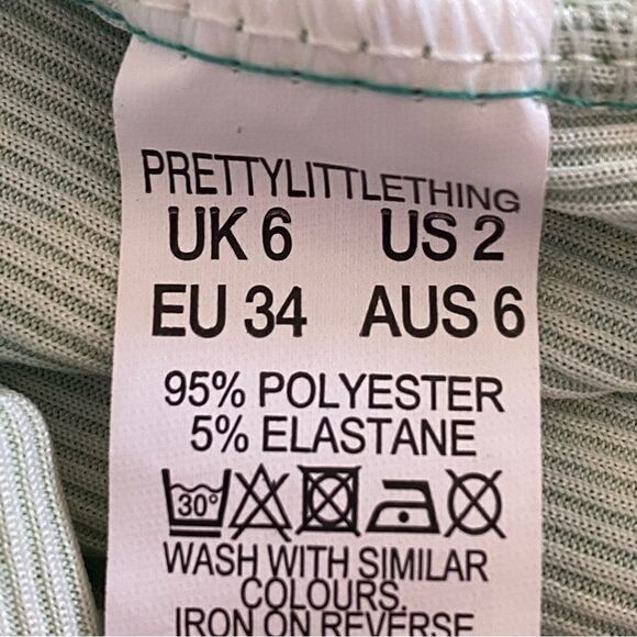 PrettyLittleThing Bodycon Mini Dress NEW Ruched Green Tie Dye 2 - Picture 9 of 11